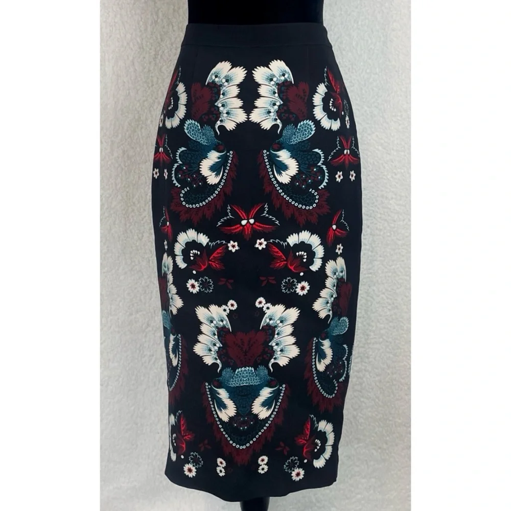 A.L.C. • Black/Multi Haley Garland Floral Silk Pencil Skirt, 2 - Picture 6 of 16